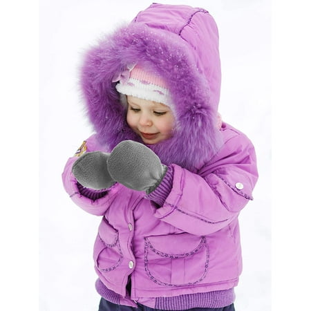 3-7 years old Black, L Baby Winter Warm Mittens Polar Fleece Light and Easy to Wear Gloves for Girls and Boys…